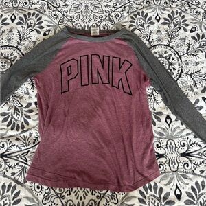 Victoria's Secret Pink and Gray Raglan Tee